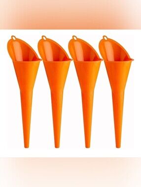 4 Pack Multi-Function Plastic Long Neck Oil Funnel - Universal Automotive Funnel